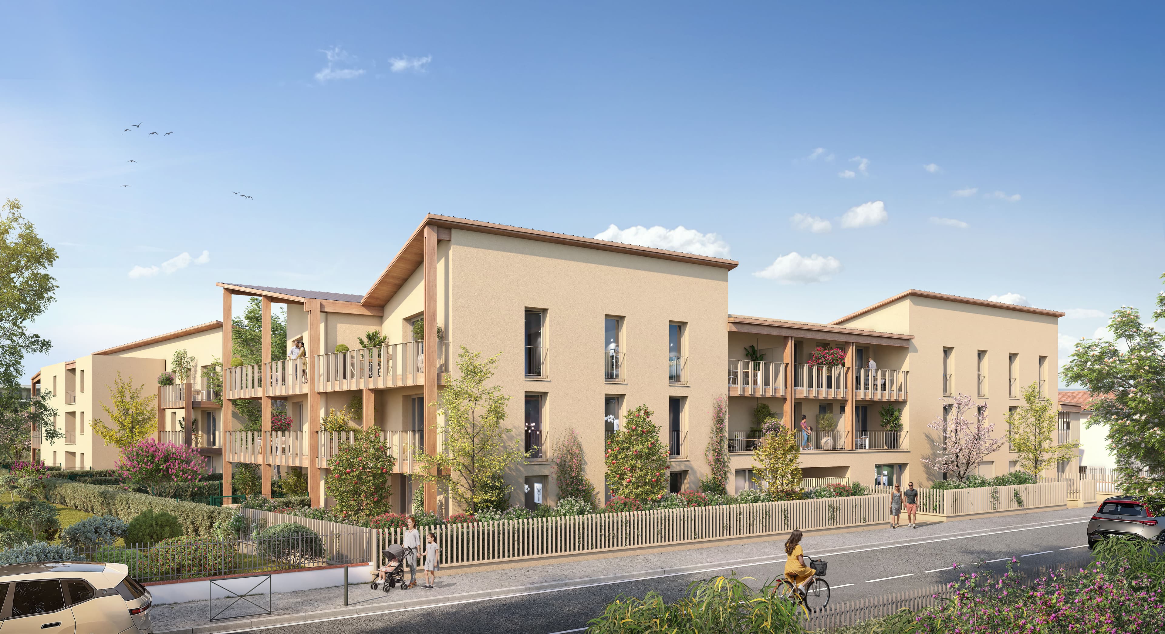 Vue depuis la rue Edmond Rostand — façade de L'Archipel